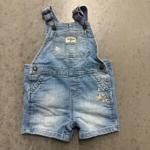OSHKOSH Denim Overalls Embroidered Floral Pattern Girls 2T